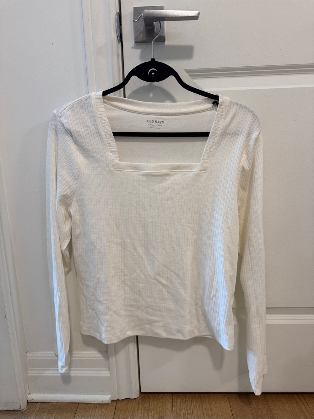 Old Navy Cream Square-Neck Ribbed Long Sleeve Top